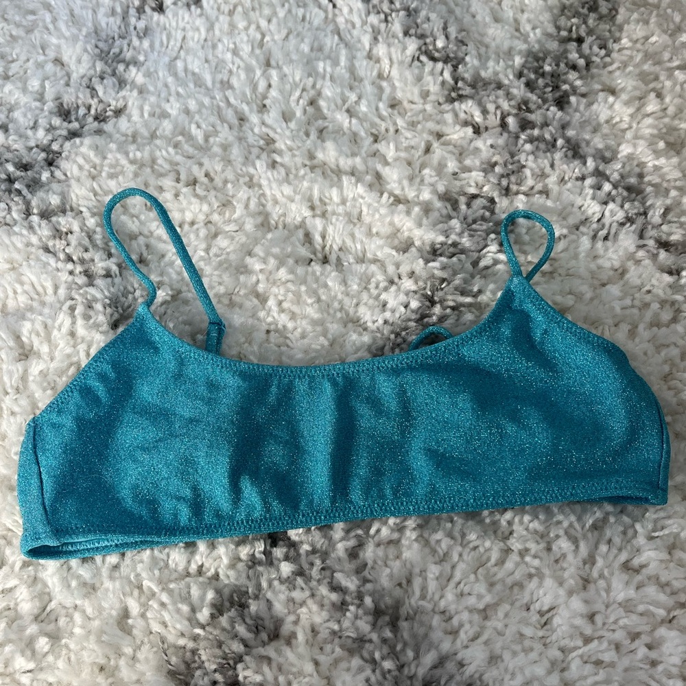 L.A. Hearts Teal Glitter Bikini Top
